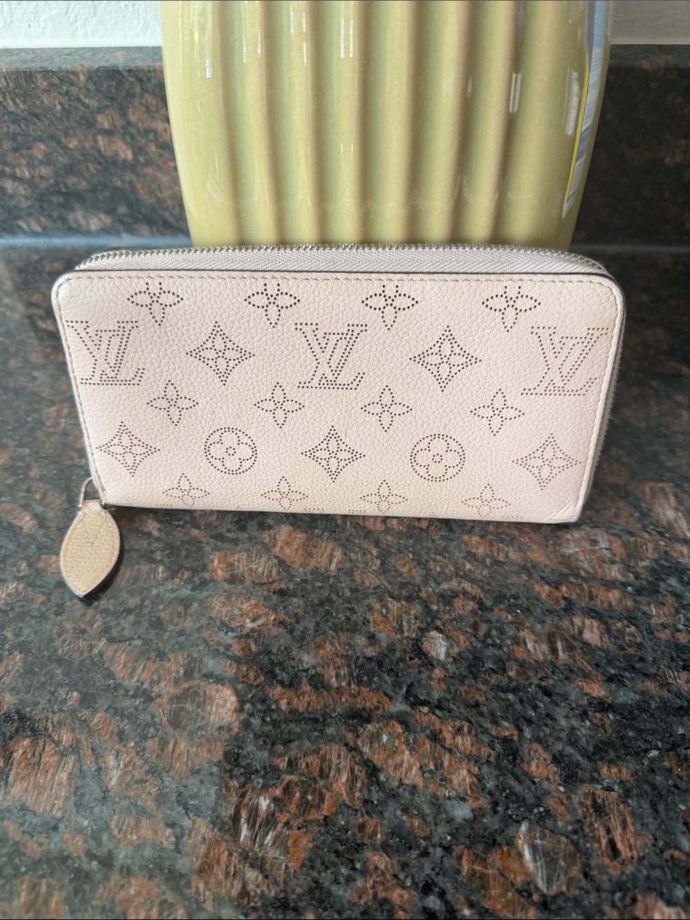 Louis Vuitton Perforated Monogram Zip Wallet in Blush Pink